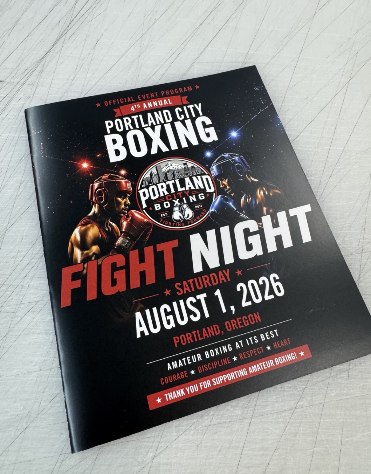 Portland City Boxing event program