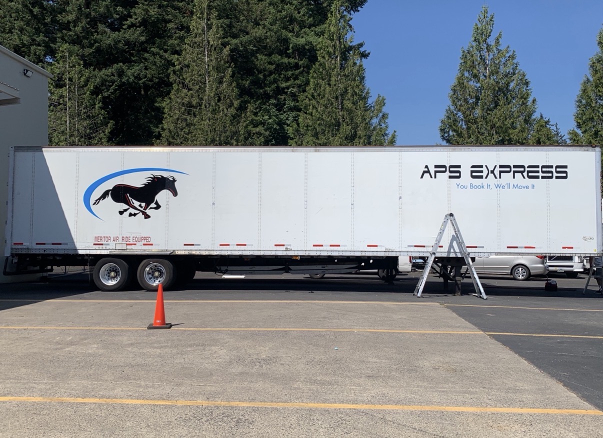 APS Express trailer with large-format side graphics